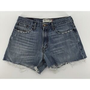 Levi's 527 Women's High‎ Rise Cut Off Blue Denim Shorts Distressed Size 32W